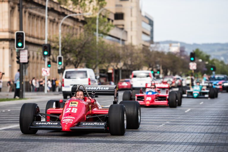 Red car on road