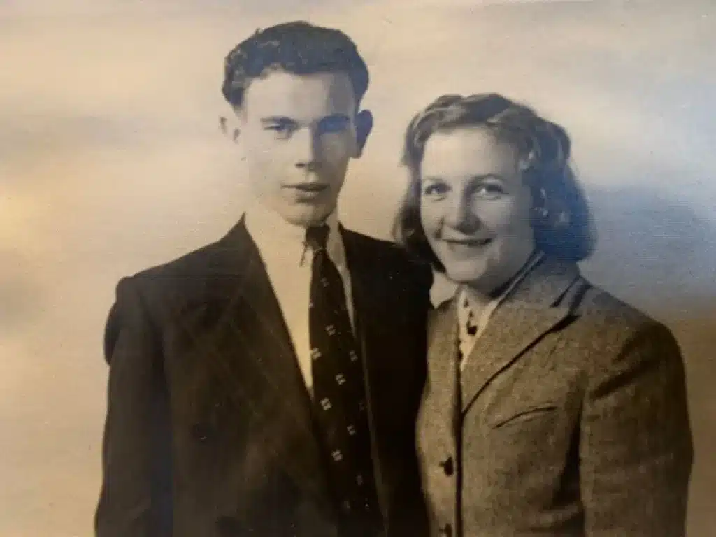 Black and white image of a couple.